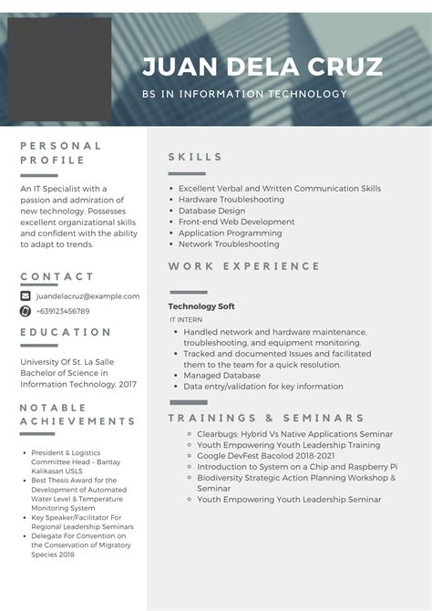 resume sample philippines fresh graduate|Resume Sample for Fresh Graduate in the Philippines.